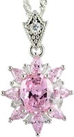 18k Wgoldpl. 2.25ct Pink Sapphire Flower Necklace