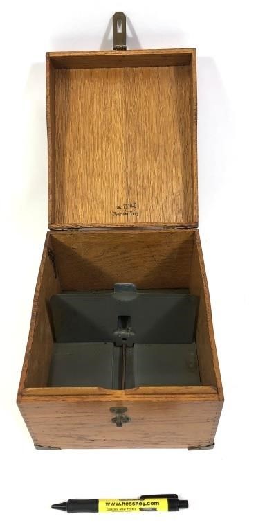 Wooden and metal file box, 8 1/2" x 10" x6 3/8"
