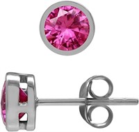 Round .92ct Tourmaline Silver Stud Earrings