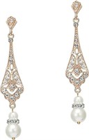 Elegant Gold-pl. Pearl Gatsby Earrings