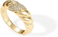 14k Gold-pl .30ct White Topaz Croissant Domed Ring