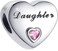 Pretty .18ct Pink Topaz Daughter Heart Charm Bead