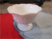 Vintage Maple Leaf Footed Milk Glass Candy Dish