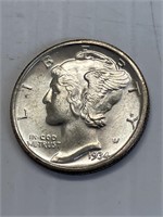 1934 D Mercury silver dime