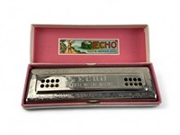 Vintage M. Hohner Echo Harp Harmonica In Original