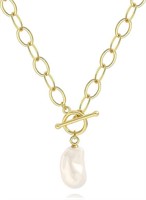 18k Gold-pl Unique Baroque Pearl Necklace