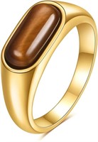 Gold-pl 1.00ct Brown Malay Jade Unisex Signet Ring