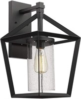 Emliviar Outdoor Wall Light Black Finish Glass