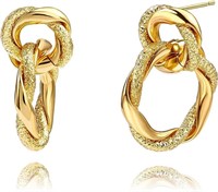 18k Gold-pl. Chunky Twisted Drop Earrings
