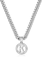 14k Gold-pl. Initial "k" Cuban Chain Necklace