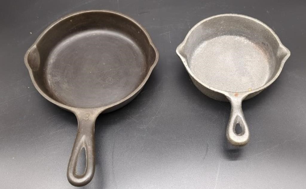 Wagner Ware #3 Cast Iron Skillet & (1) Unmarked