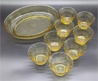 (8) Sherbet Bowls & (1) Oval Dish
Yellow/Amber