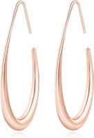 14k Gold-pl Oval-shaped Half Open Earrings