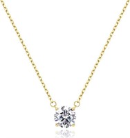 18k Gold-pl. 2.00ct White Sapphire Dainty Necklace