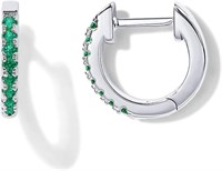 Elegant .36ct Emerald Huggie Earrings