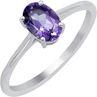 Natural Oval Cut 1.16ct Amethyst Solitaire Ring