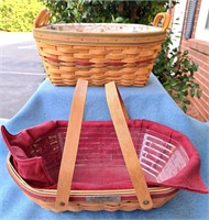 2 SIGNED LONGABERGER WOVEN BASKETS W LINERS