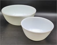(2) Vintage White Pyrex Mixing Bowls