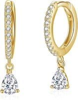 18k Gold-pl. Pear Cut 1.44ct Topaz Drop Earrings