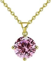 18k Gold-pl. 2.00ct Pink Sapphire Stud Necklace