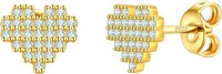 18k Gold-pl. .54ct White Topaz Heart Stud Earrings