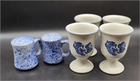 (4) Stoneware Goblets & S/P Shakers