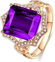 18k Gold-pl. Carre 3.96ct Purple Tourmaline Ring