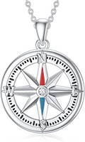 Round .10ct White Topaz Compass Necklace