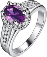 Oval 1.35ct Amethyst & White Sapphire Ring