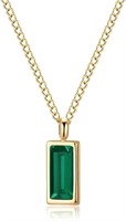 14k Gold-pl. Emerald Cut 1.00ct Emerald Necklace