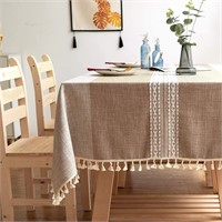 NEW-Beige Cotton Linen Tablecloth 55x55 x2