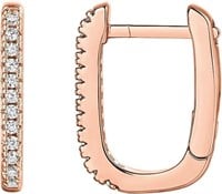 14k Gold-pl .12ct White Topaz U-shaped Earrings