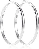 Elegant Silver Large Oval Hoop Earrings