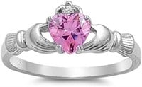 Romantic 1.00ct Pink Topaz Heart Claddagh Ring