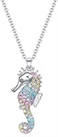 Pretty .88ct Gemstone Rainbow Seahorse Necklace