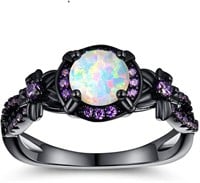 18k Gold Pl. Round 1.50ct Opal & Amethyst Ring