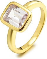 18k Gold-pl. Emerald Cut 2.62ct White Topaz Ring