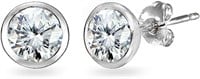Round Cut 1.30ct White Topaz Solitaire Earrings