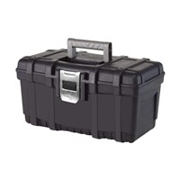 16 in. Plastic Tool Box with Metal Latch  Black