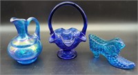 (3) Fenton Blue Glass Pieces