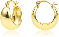 14k Gold-pl. Glossy Chunky Hoops Earrings