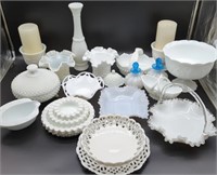 Large Lot of Assorted Milk Glass