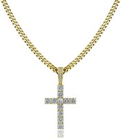 14k Gold-pl. 2.75ct White Topaz Cross Necklace