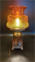 Vintage 1960's Amber Hobnail Glass & Brass Table