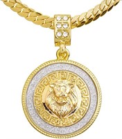 Cool .18ct White Sapphire Lion Medallion Necklace