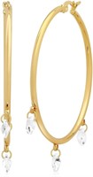 18k Gold-plated .12ct White Sapphire Hoop Earrings
