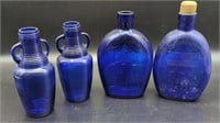(4) Cobolt Blue Glass Bottles/Jugs