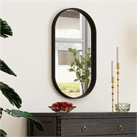30x17 Oval Bathroom Mirror  Black Framed
