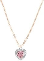 14k Gold Plated .80ct Pink Sapphire Heart Necklace