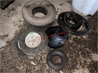Assortement of Various Tires, Roller Stand,